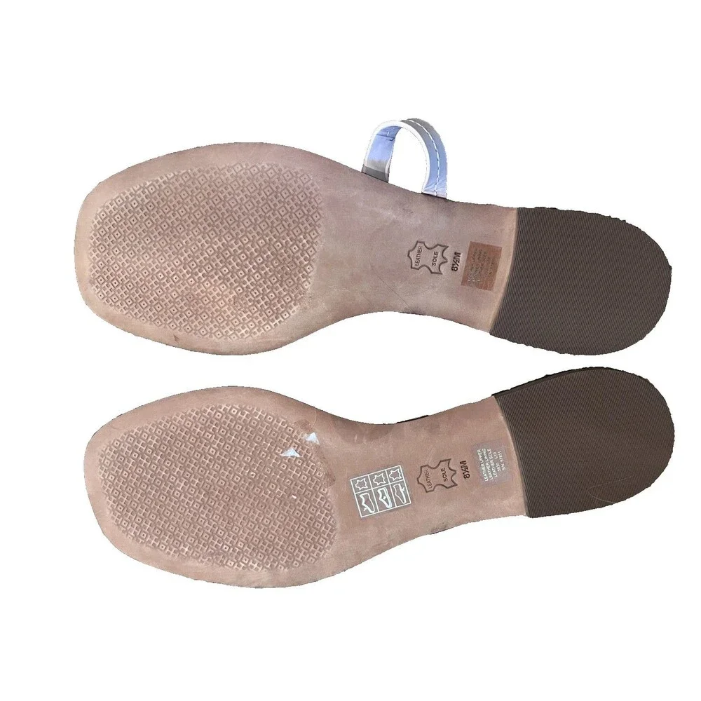 Tory Burch Mini Miller Sandal Square Toe Size 8.5 Pale Pink Gold Leather Thong